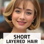 short layered hair with bangs