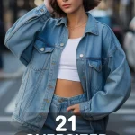 21 Oversized Denim Jacket Outfit for Cute Street Style Vibes