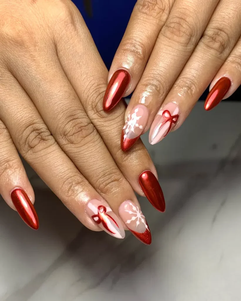 Red chrome nails