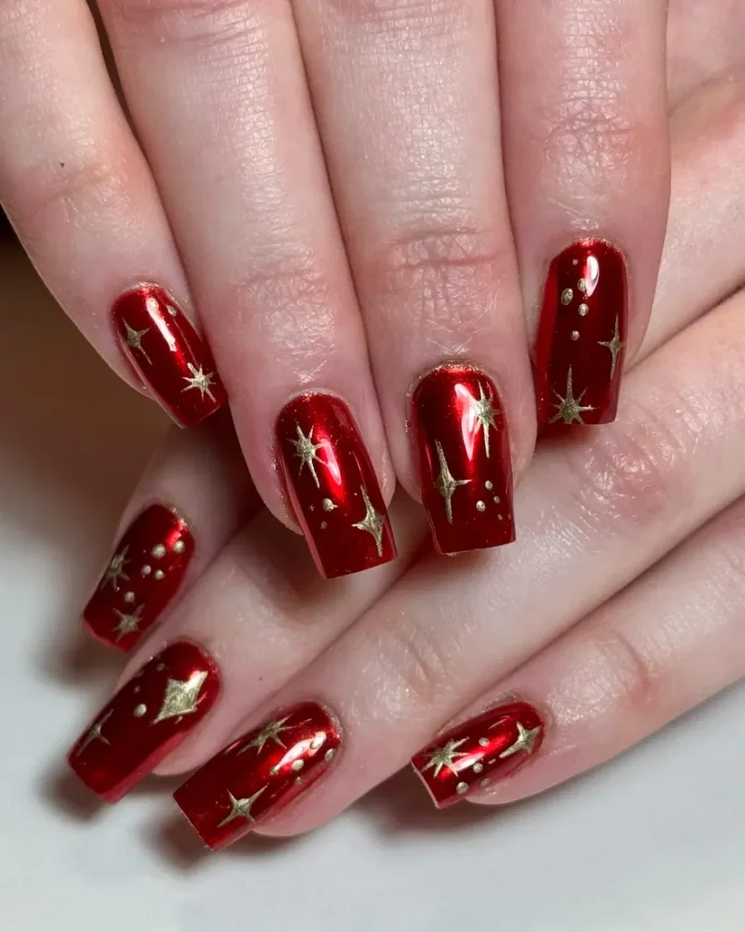 Red chrome nails