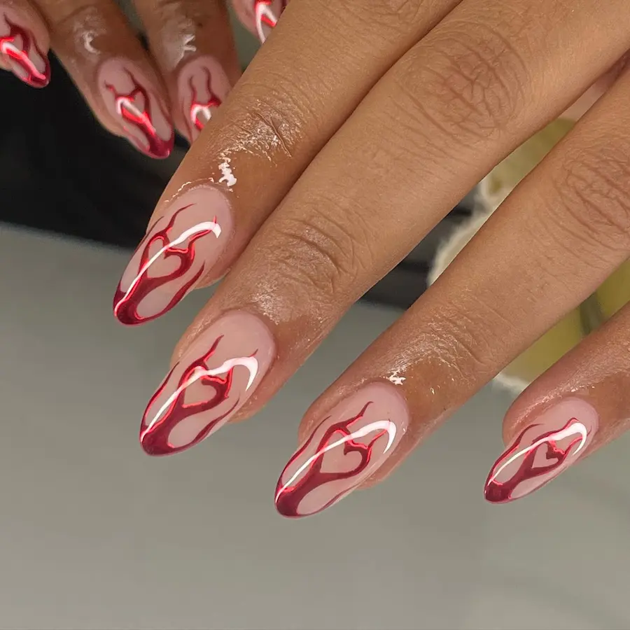 Red chrome nails