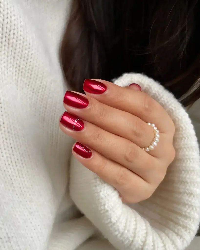Red chrome nails
