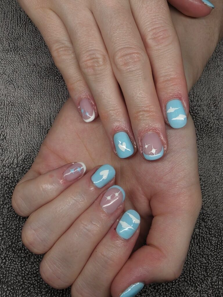Soft Sky Blue With Cloudy White Details