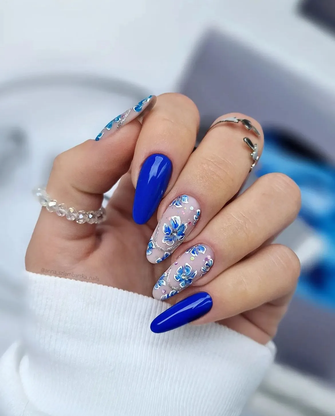 Cobalt blue solids with blue floral accents