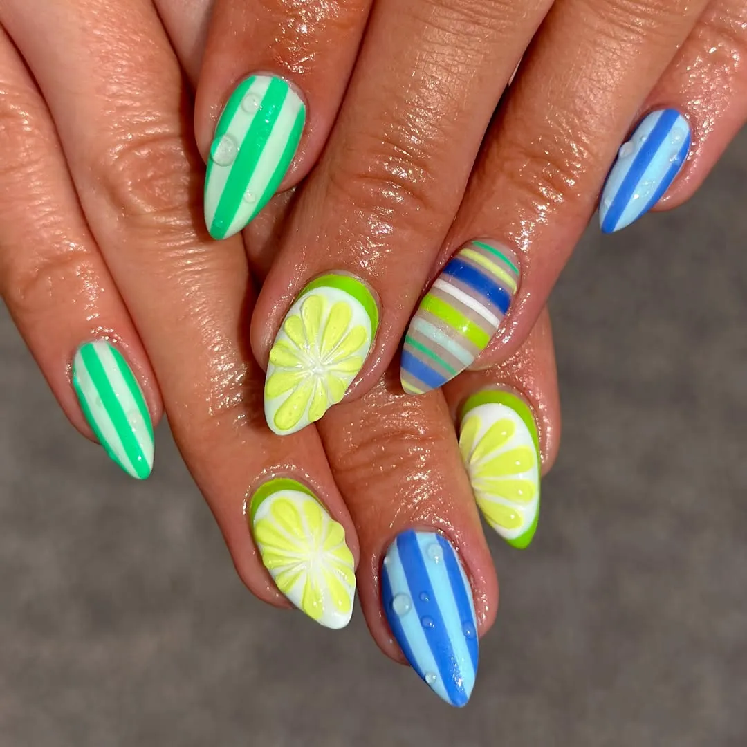 Stripes and citrus slices with raised droplet details