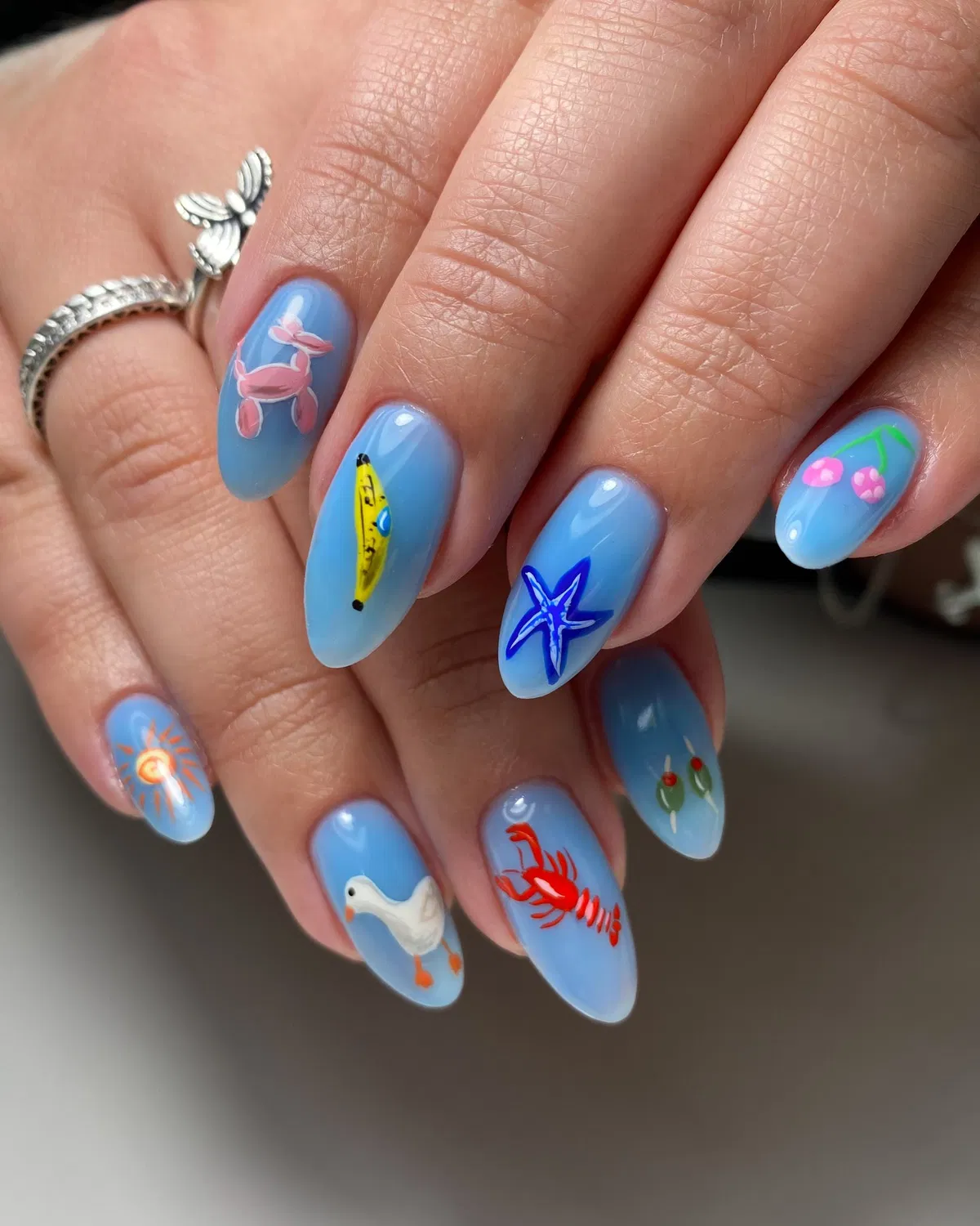 Light-blue set with playful illustrated icons