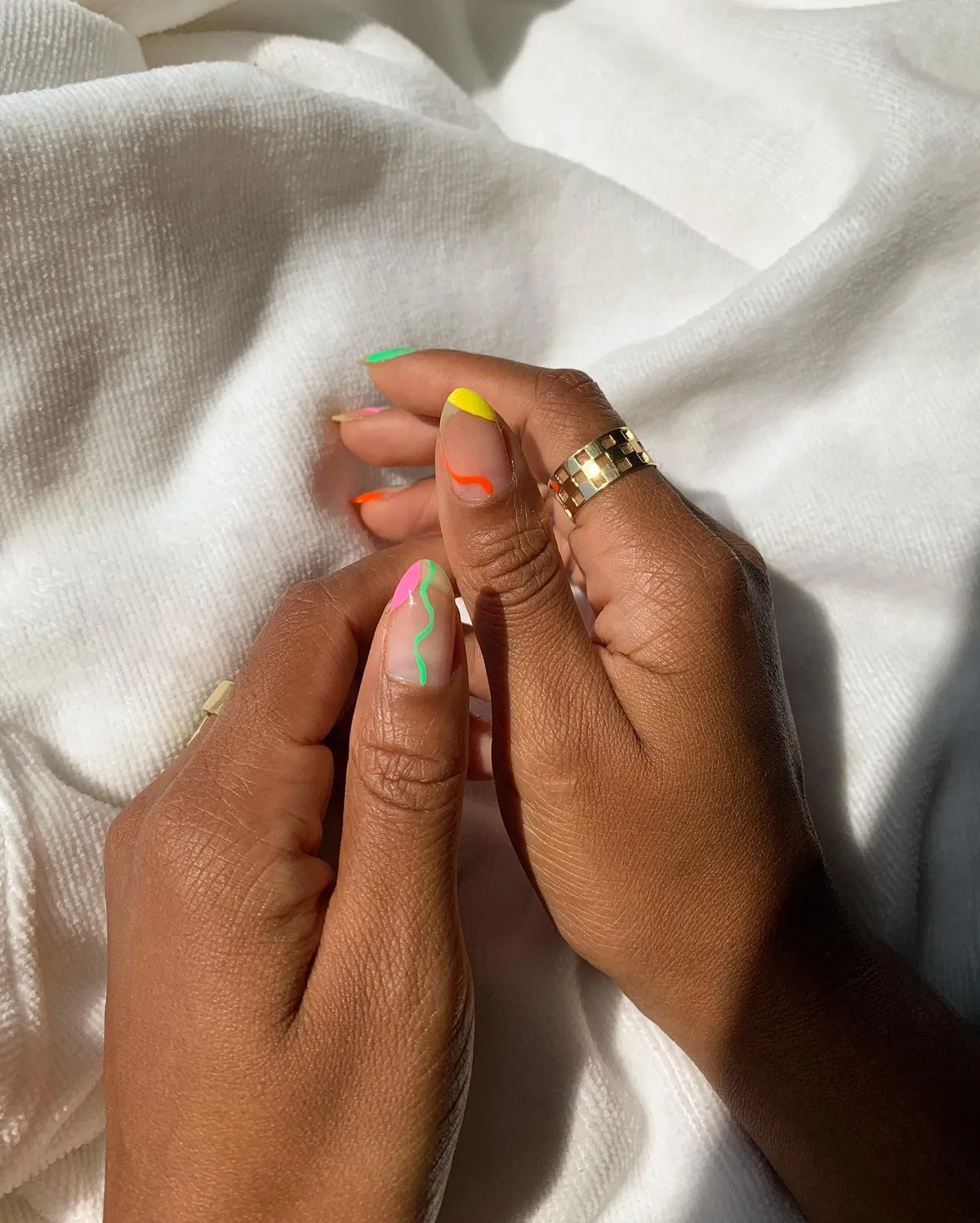 Nude Base with Neon Squiggles and Color Tips