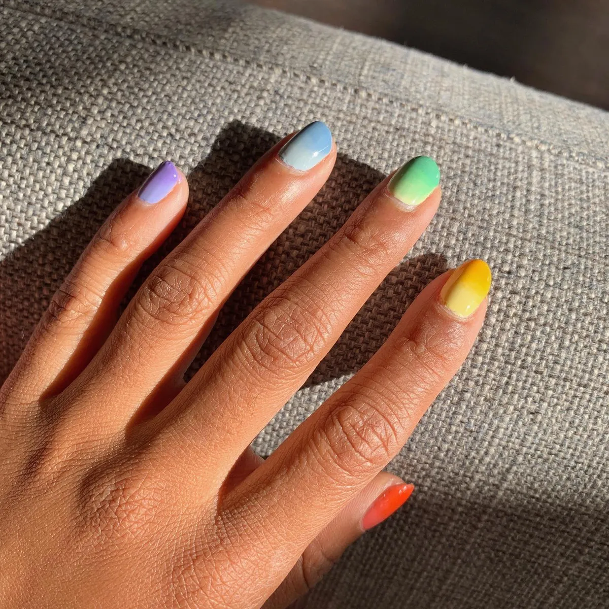 Pastel gradient nails in mixed colors