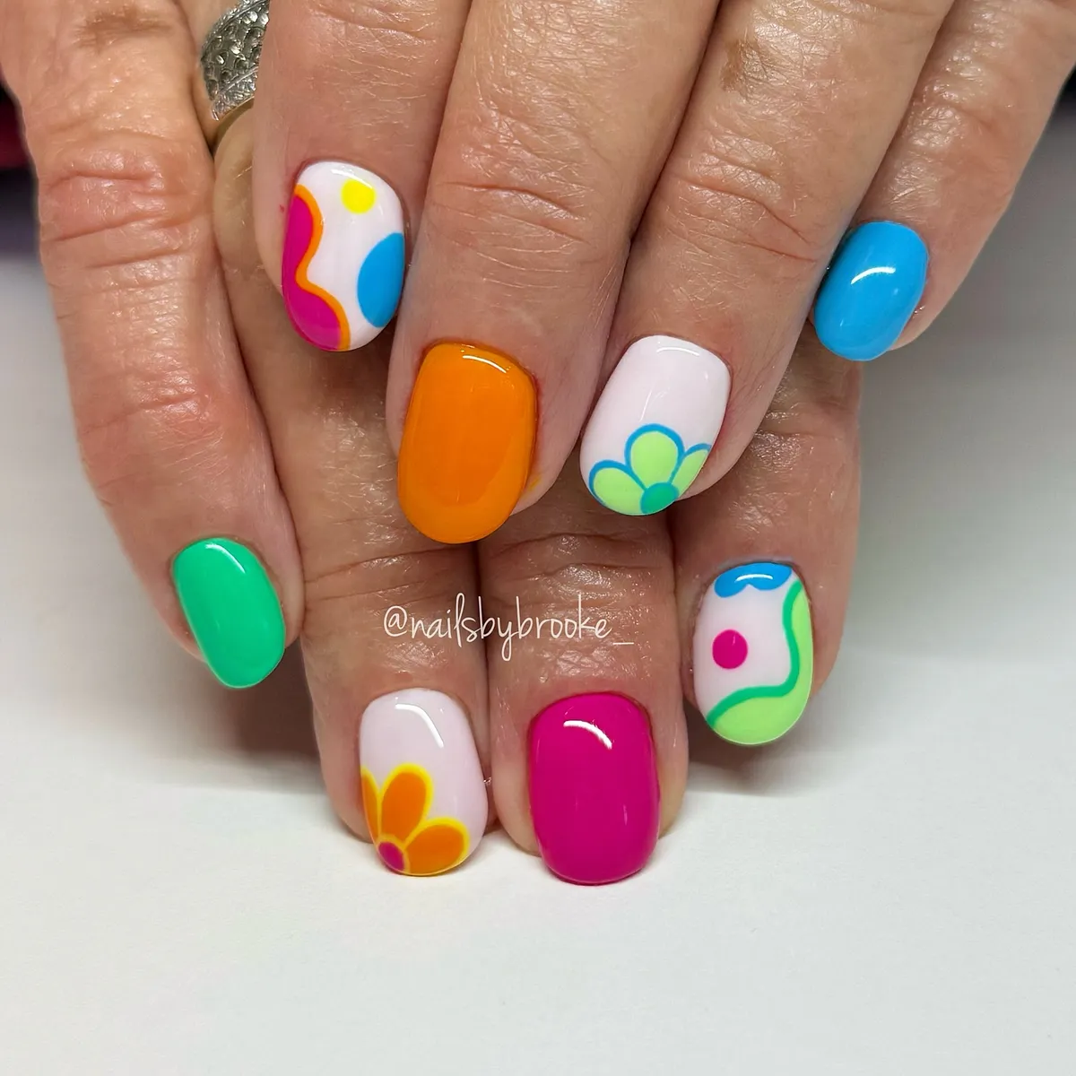 Bold solids with abstract color-block blobs on white
