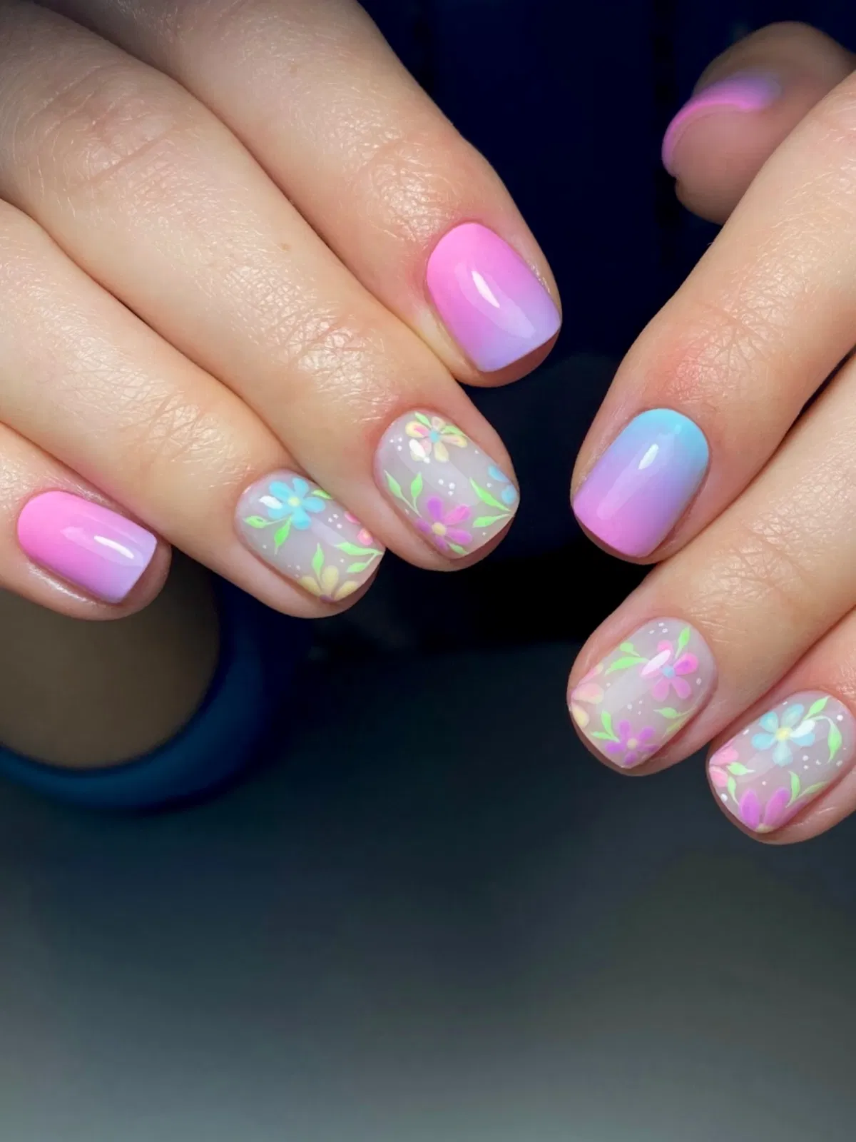 Pastel gradients with delicate floral accents