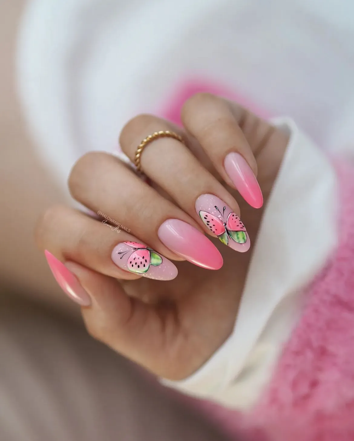 Pink ombré with butterfly accents