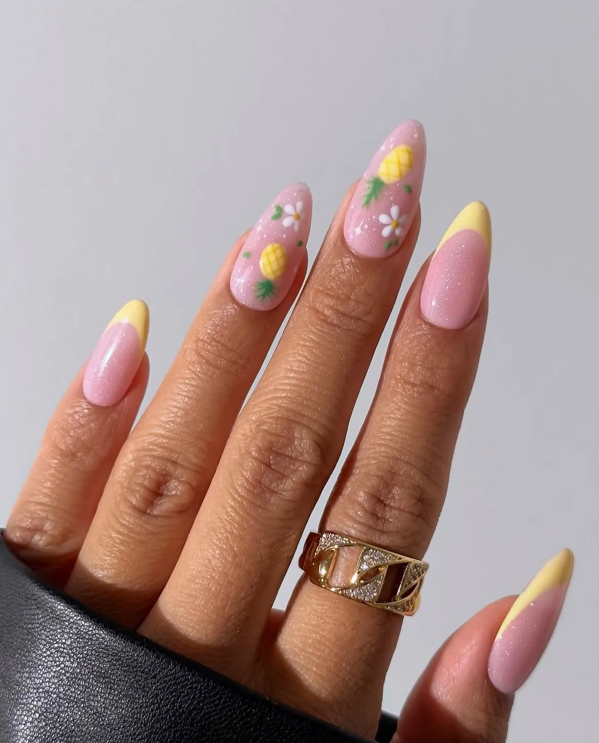 Yellow Tips with Pineapple and Small White Flowers