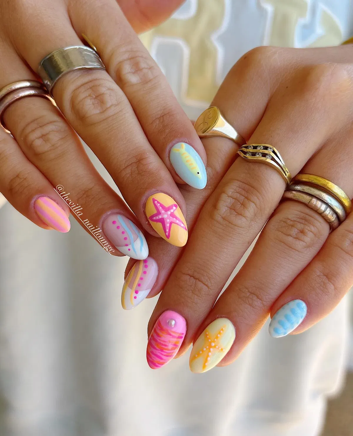 Pastel mix-and-match with starfish and fish icons