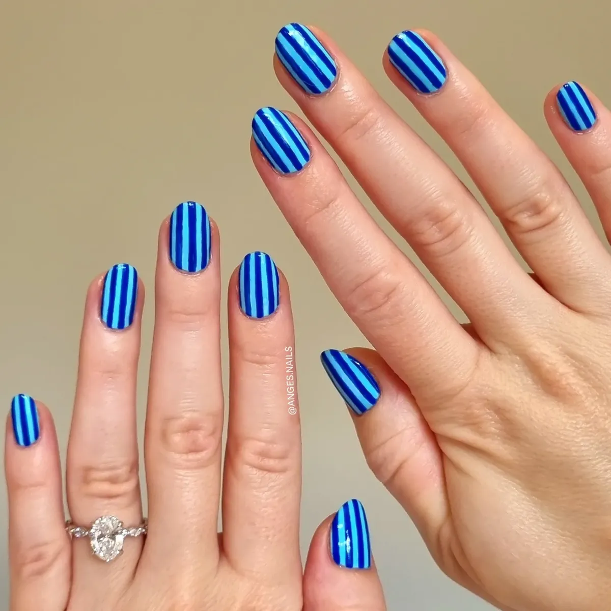 Blue Vertical Stripe Nails