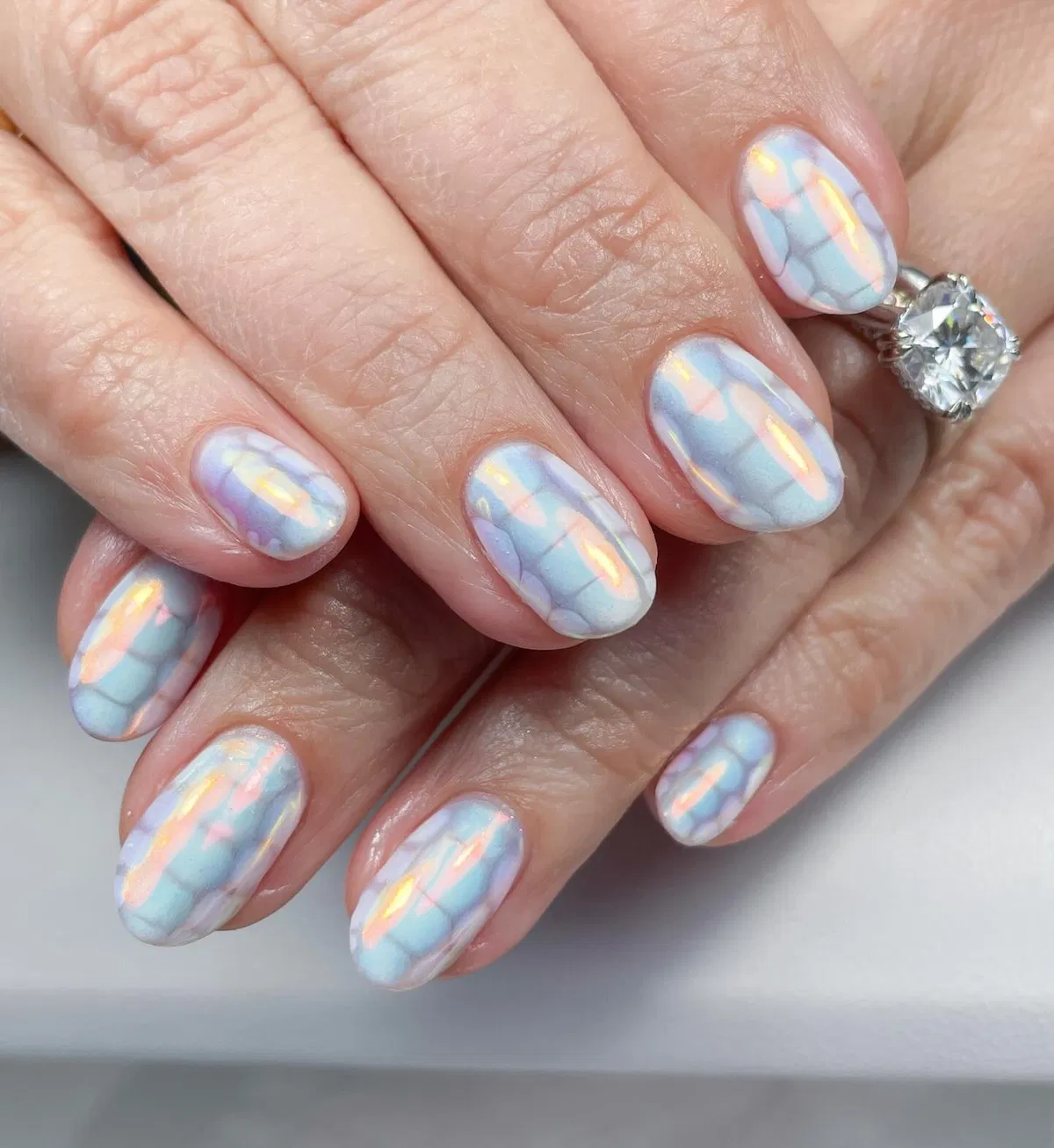 Nude Base with Yellow Flowers and Metallic Outline Accents