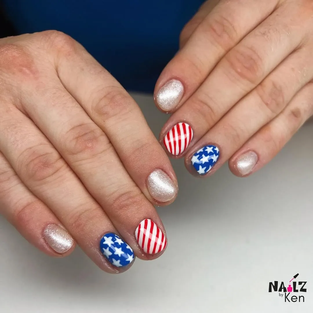 Silver base with striped and star accents
