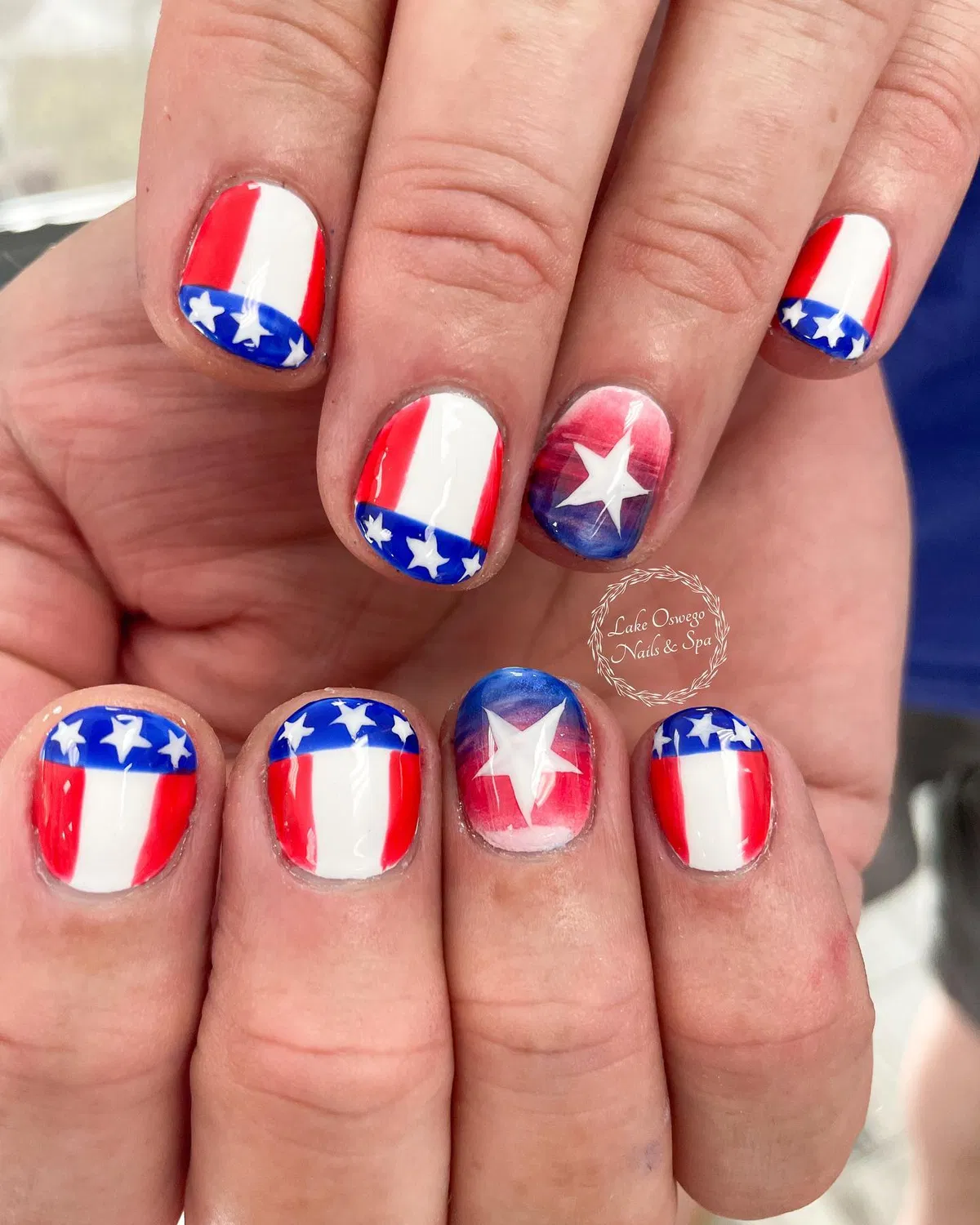 Red-and-White Panels with Blue Star Bands and Gradient Star Accents