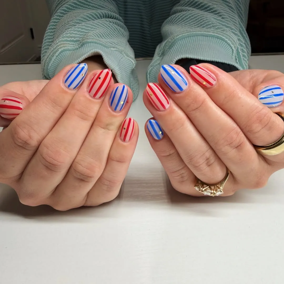 Vertical Stripes with Small Star Stud Accents