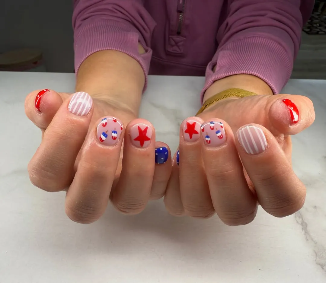 Short Mix: Stars, Stripes, Polka Dots, and Small Red/Blue Motifs