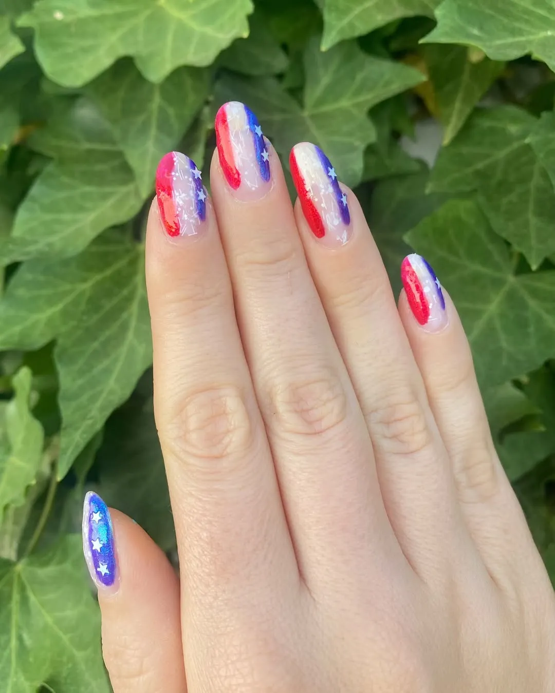 Vertical brushstroke stripes with small white stars