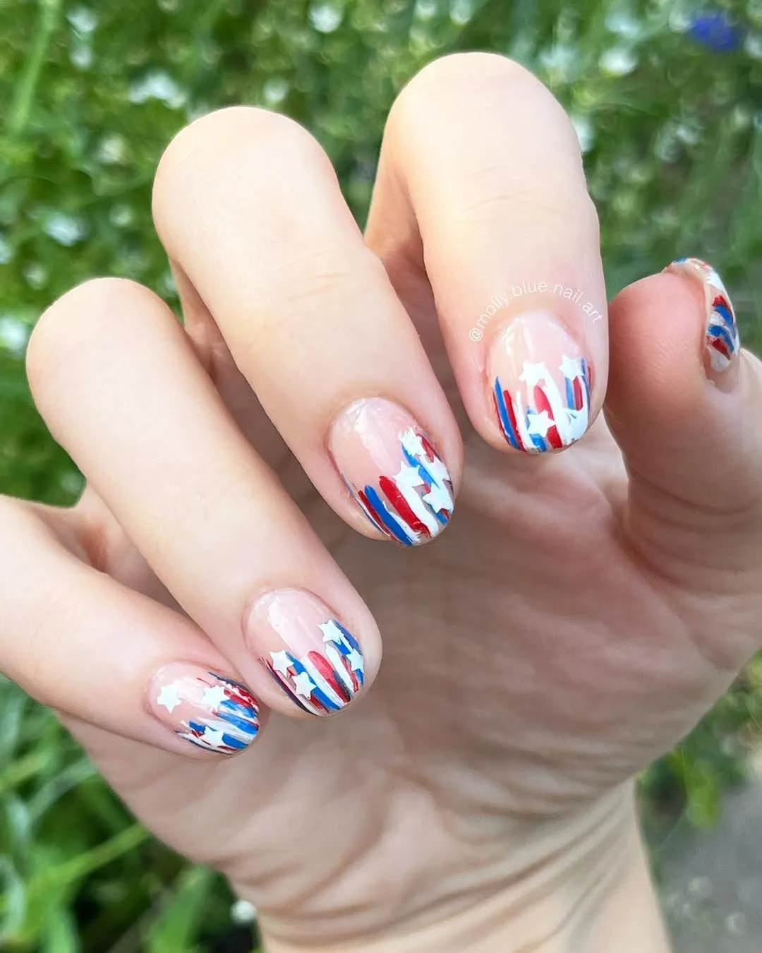 Sheer base with striped tips and white stars