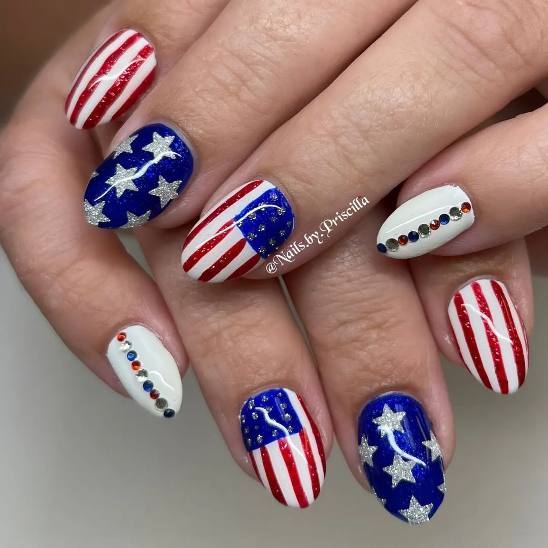 Mixed stars, stripes, and rhinestone accents