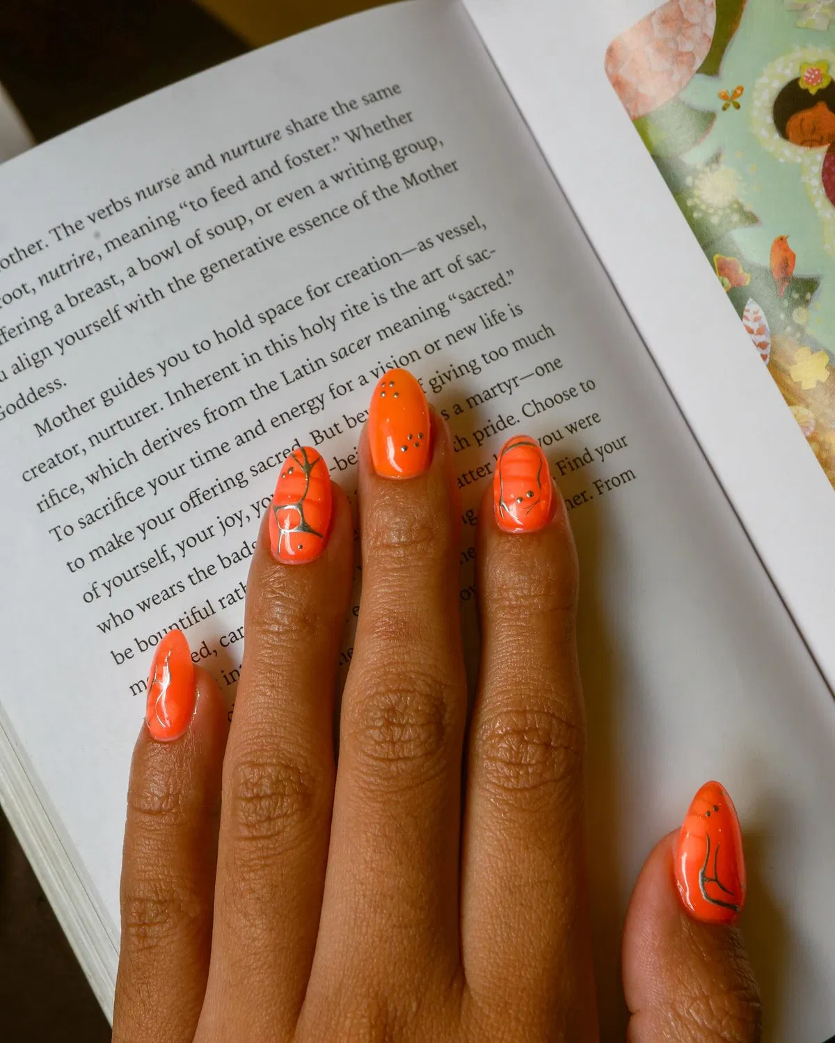 Glossy Orange with Minimal Black Line Art
