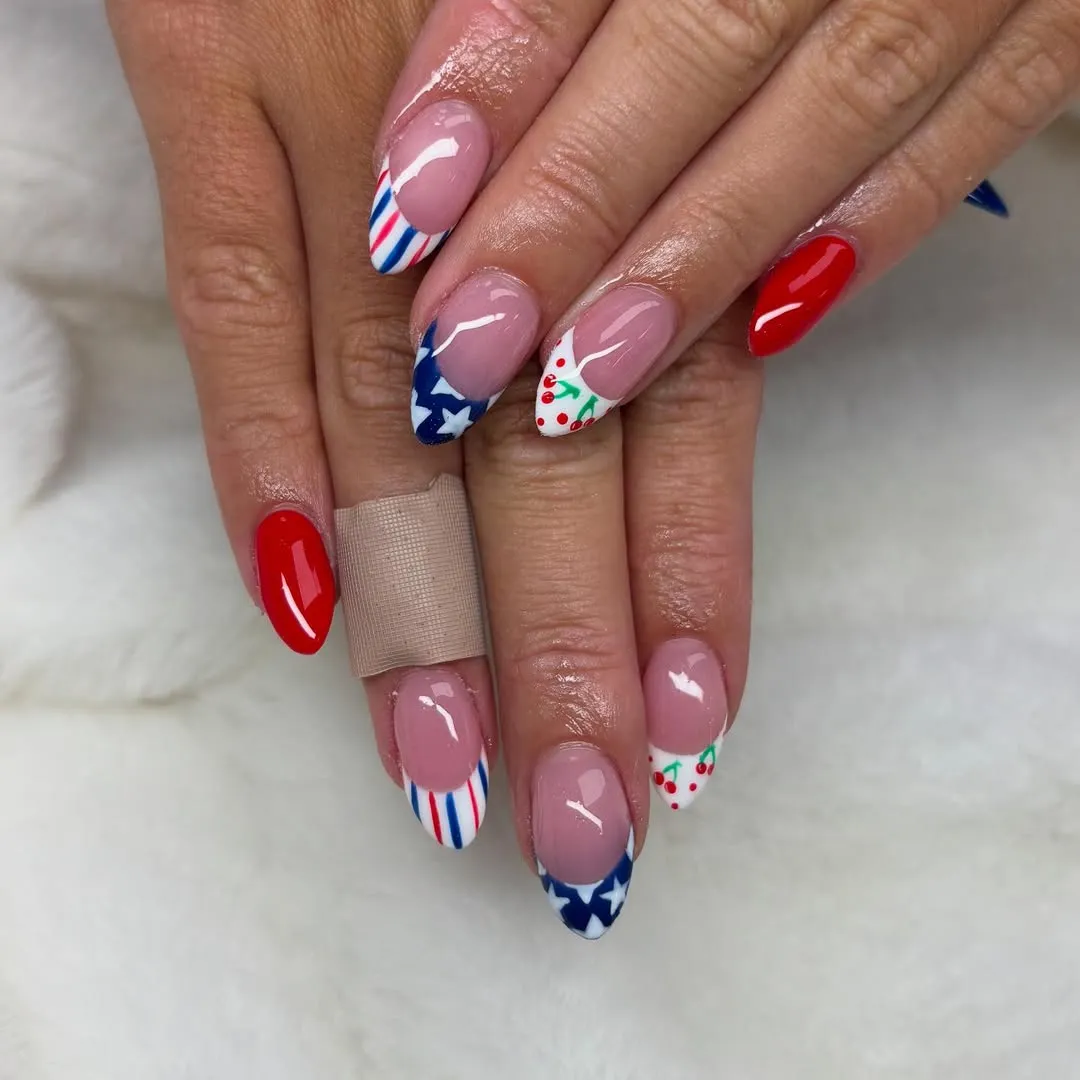 Sheer Pink Base with Patriotic Tips