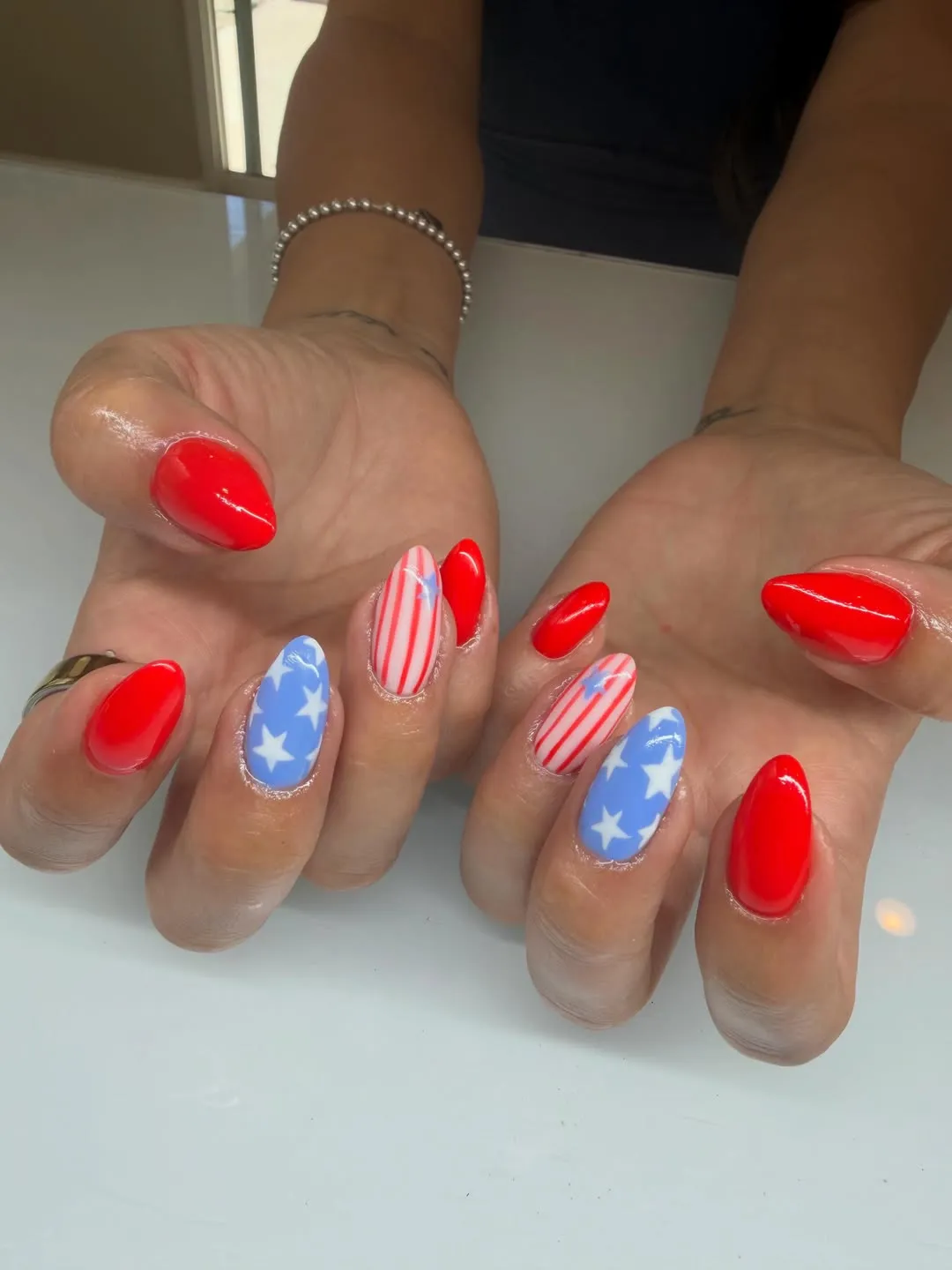 Bright Red Solids with Star and Stripe Accents