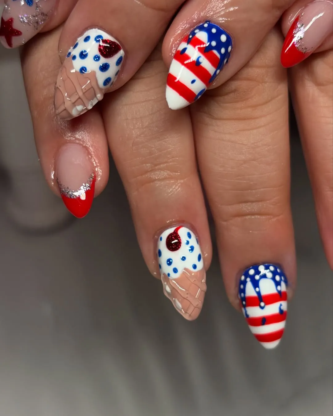 Ice-Cream Motifs with Stripes and Glitter Accents