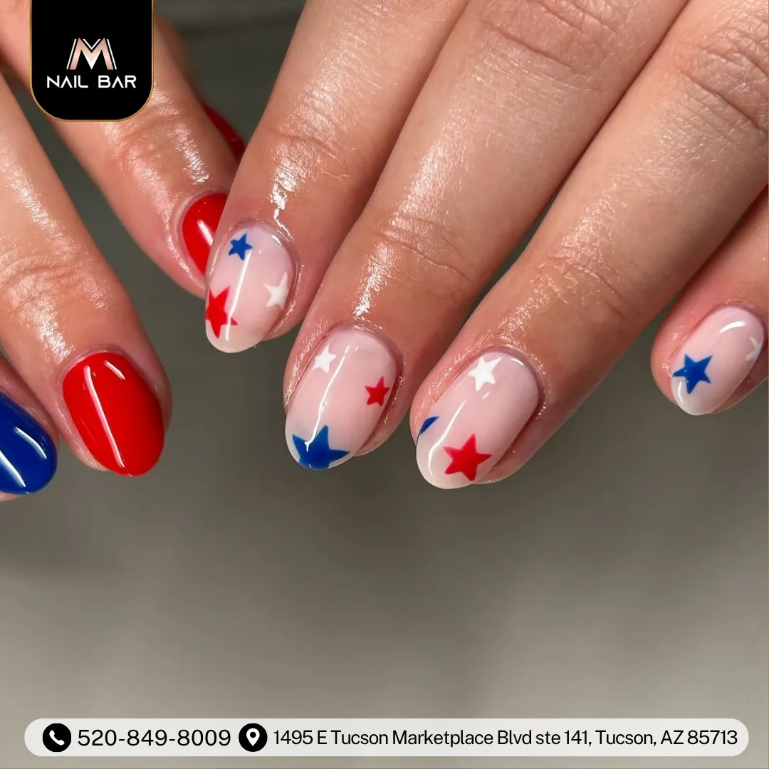 Sheer base with scattered red, white & blue stars