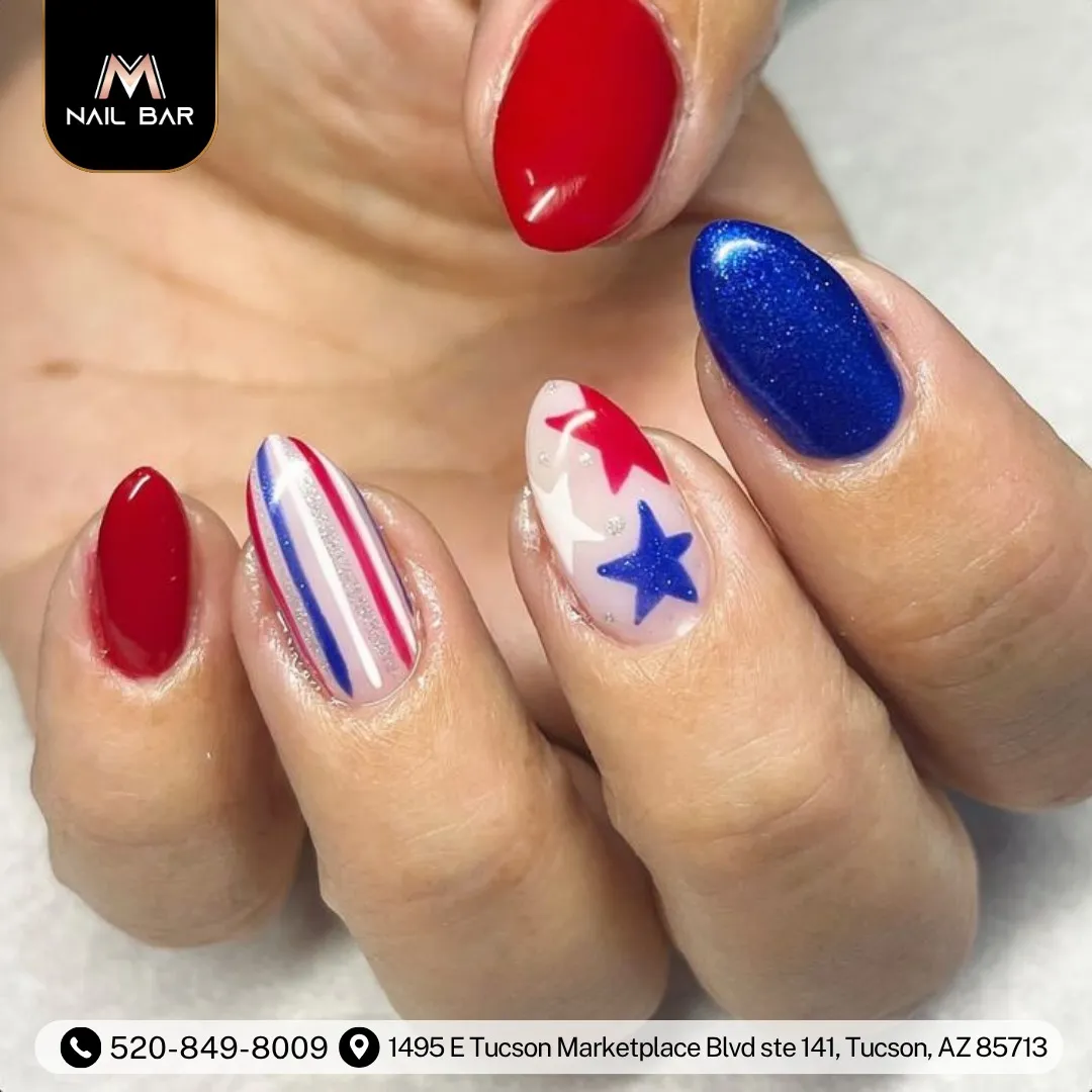 Striped accent and star decals with red/blue solids