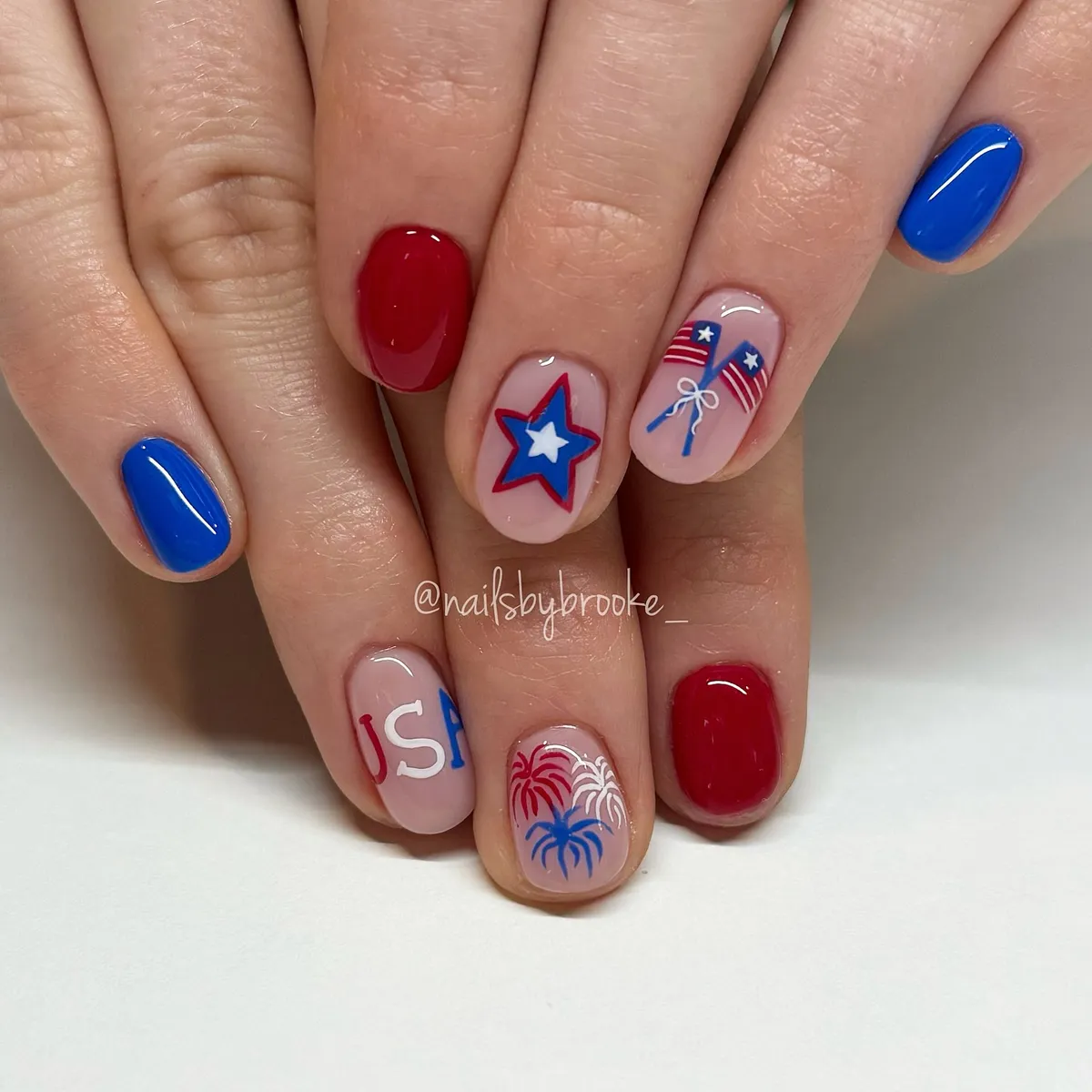 Short set with 'USA' text, star outline, and mini flag-and-bow graphic