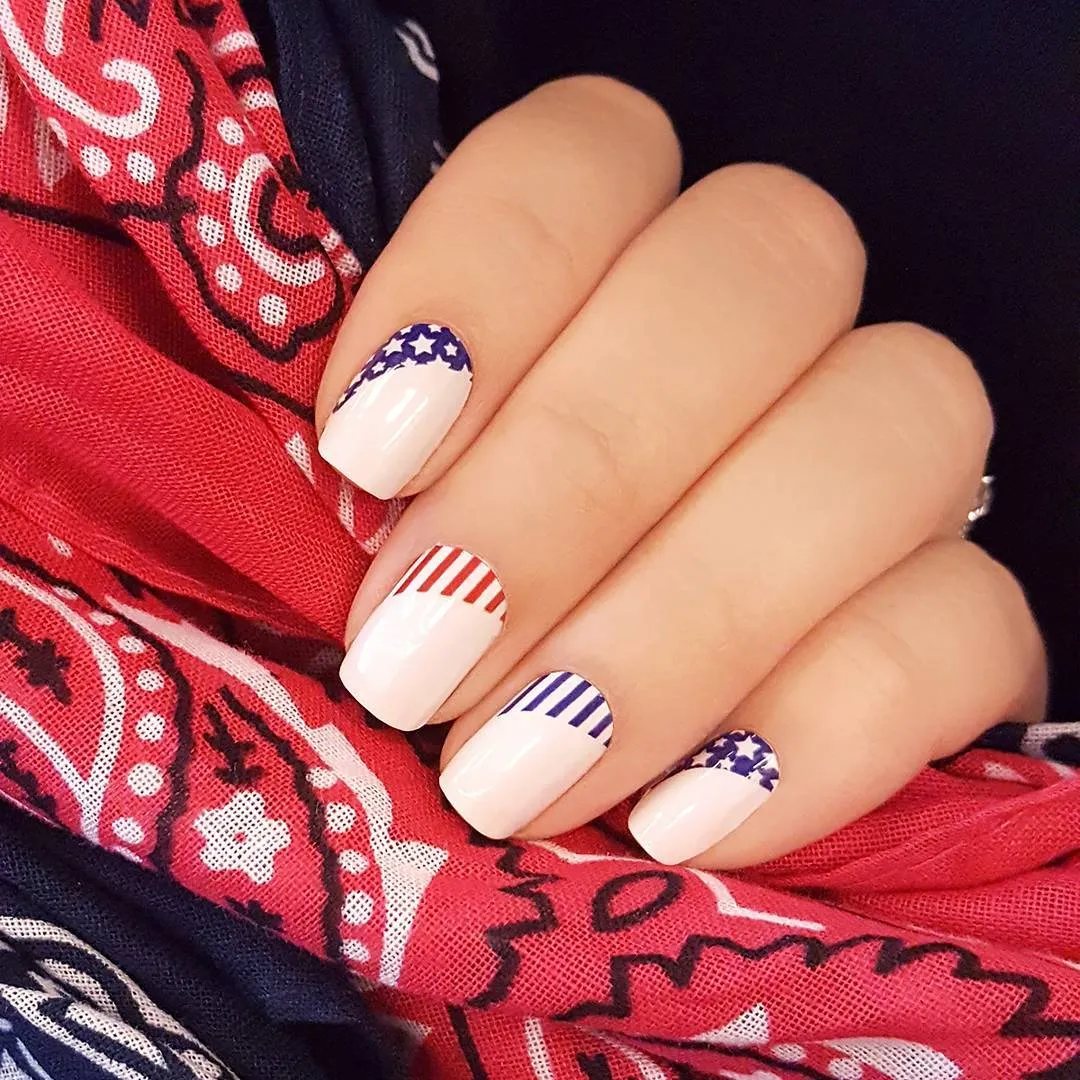 White base with cuticle-edge stars and stripe accents
