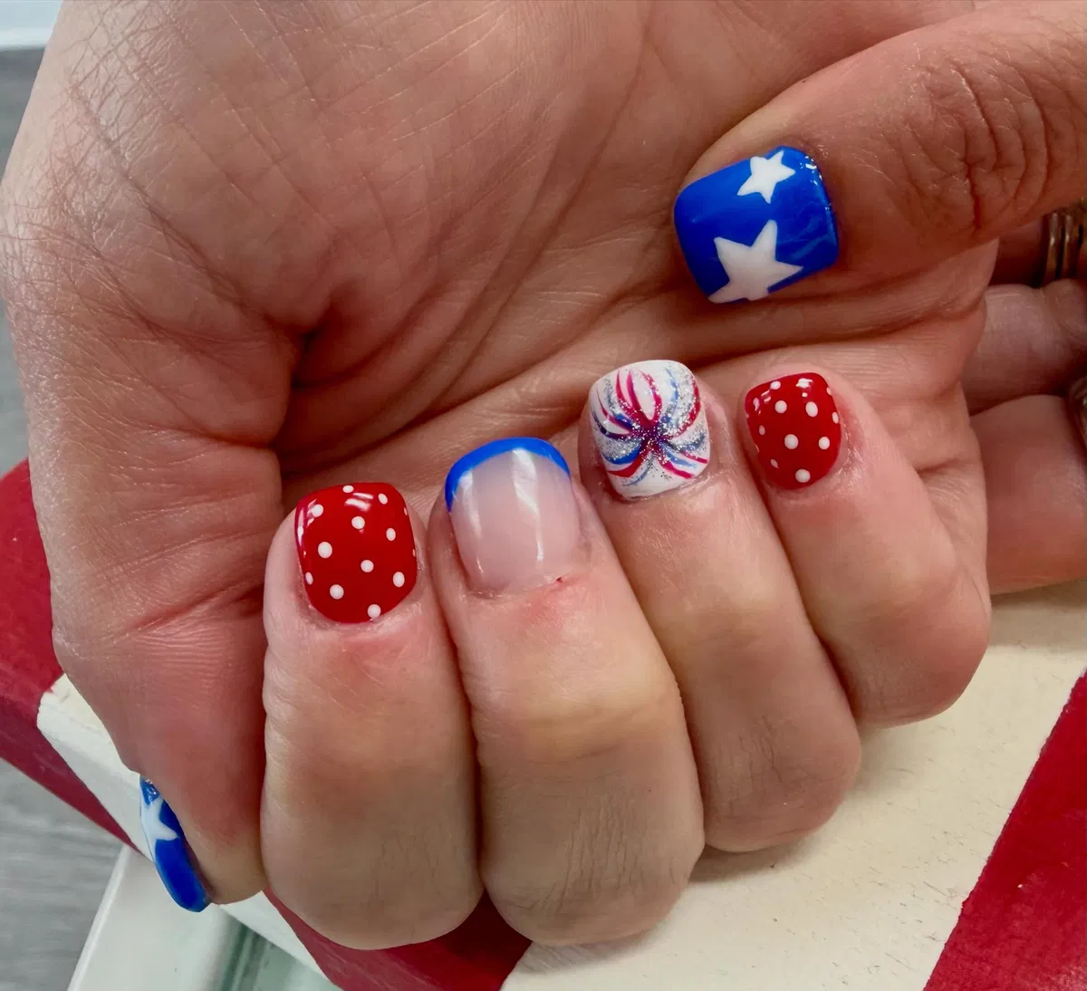 Stars, polka dots, and a firework-style accent