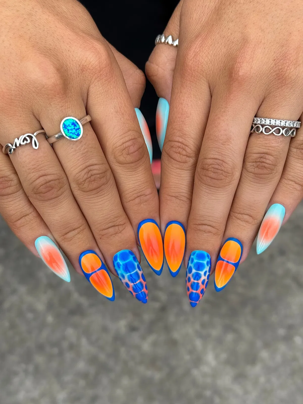 Blue-and-orange set with ripple and gradient effects