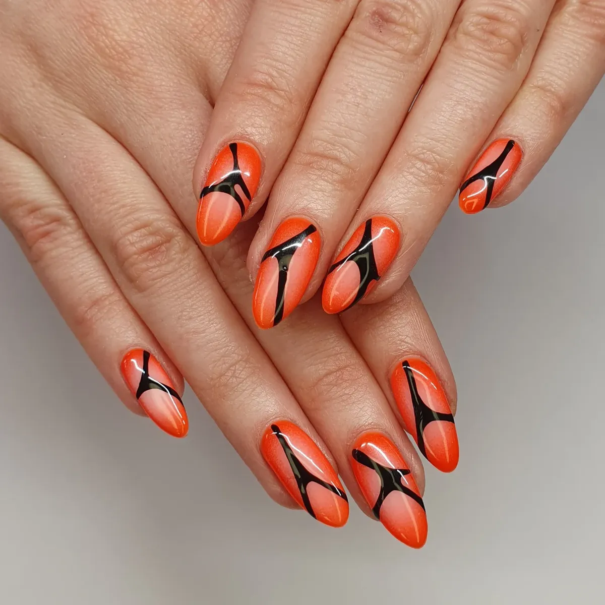 Orange Base with Black Abstract Linework
