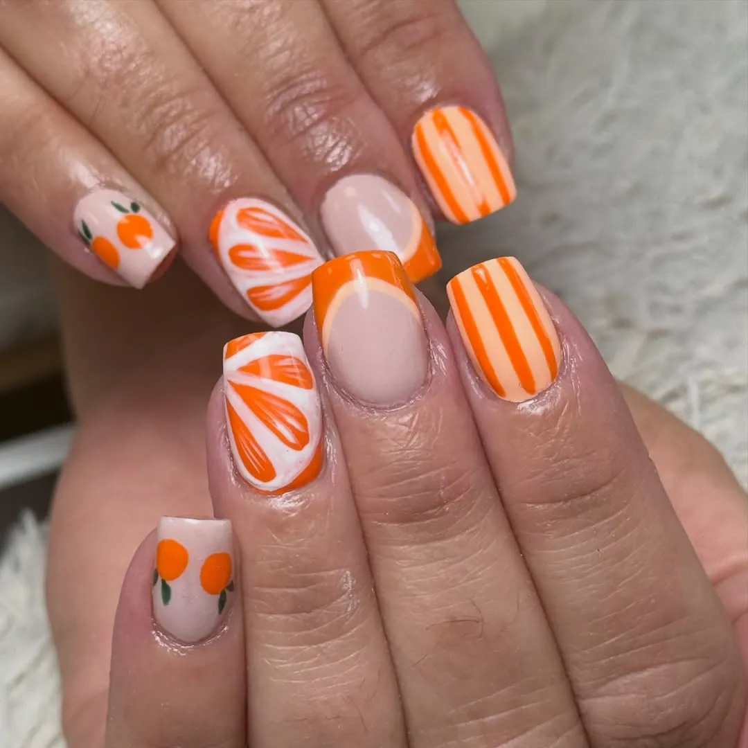 Stripes and Small Orange-Fruit Motifs