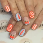 ππ€ 19 Orange and White Nails That Feel Like Sunshine & Fresh Linen Fashion image by @xo_nails_nz