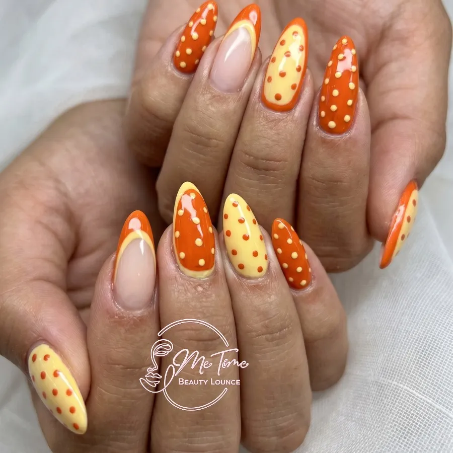 Orange and Yellow Dotted Mix with Nude Accents