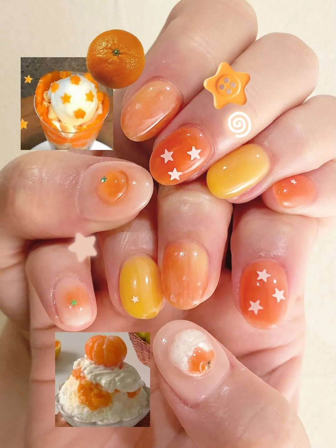 Sheer orange/yellow mix with white star motifs