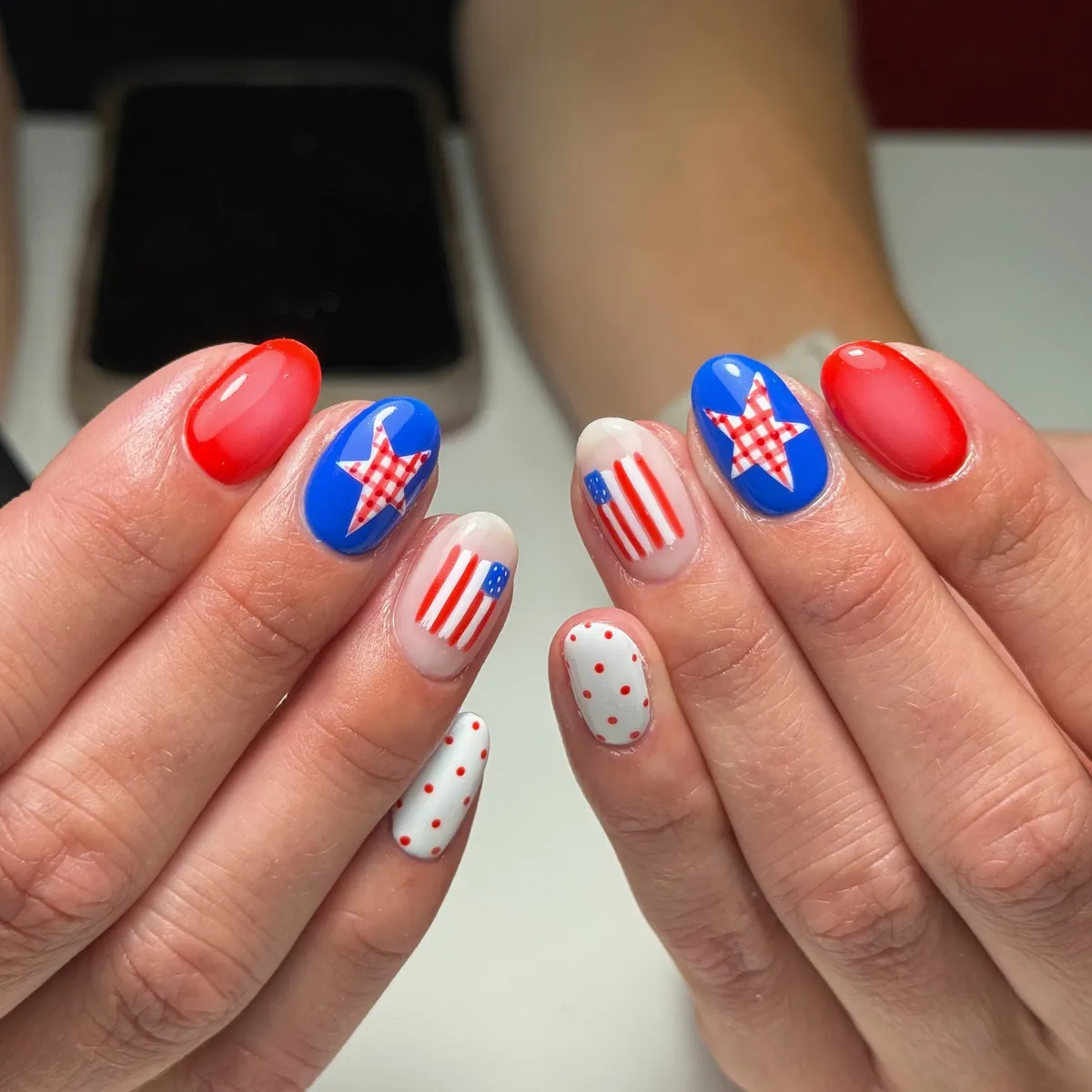 Gingham star accents with stripes and polka dots