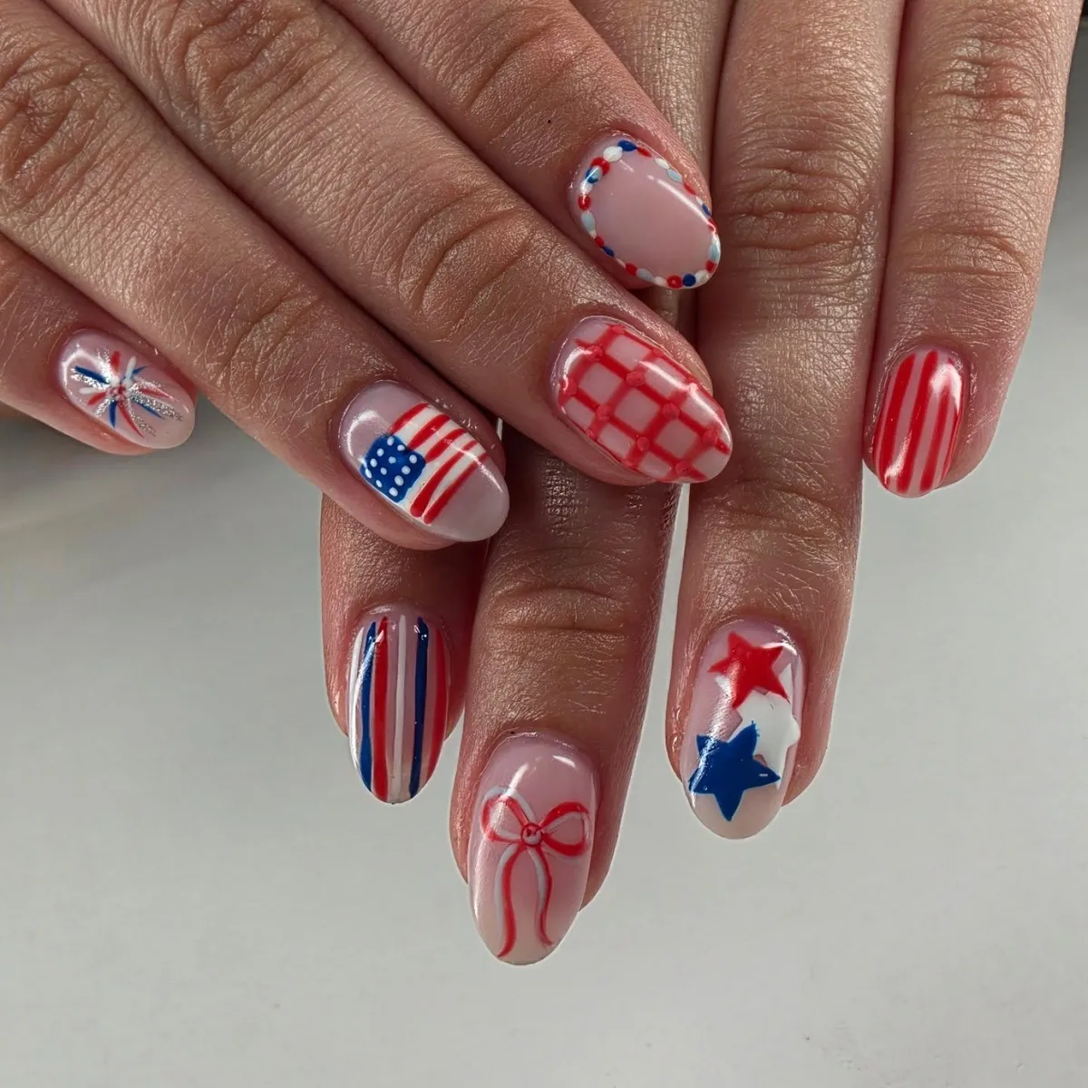 Mixed mini-flag, stripes, stars, and dotted borders