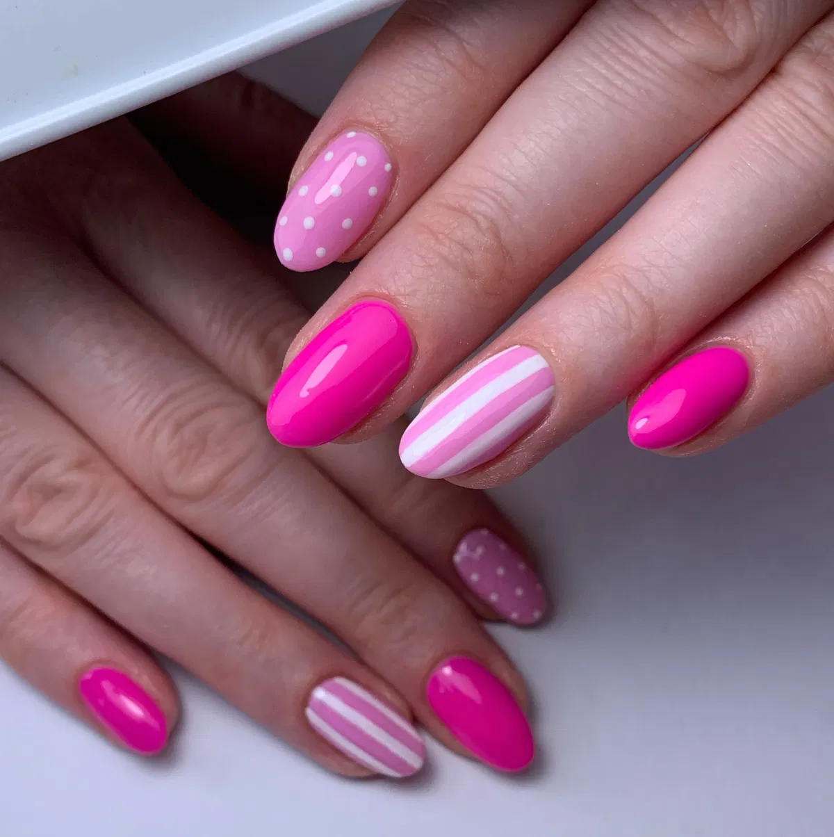 Pink mix-and-match with polka dots and stripes