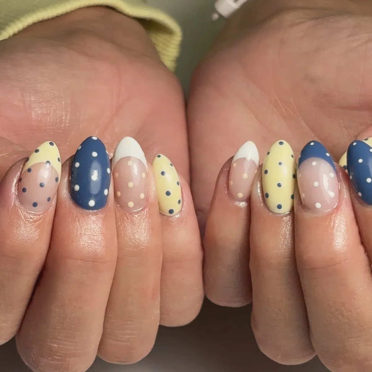 Navy and Yellow Polka Dot Set