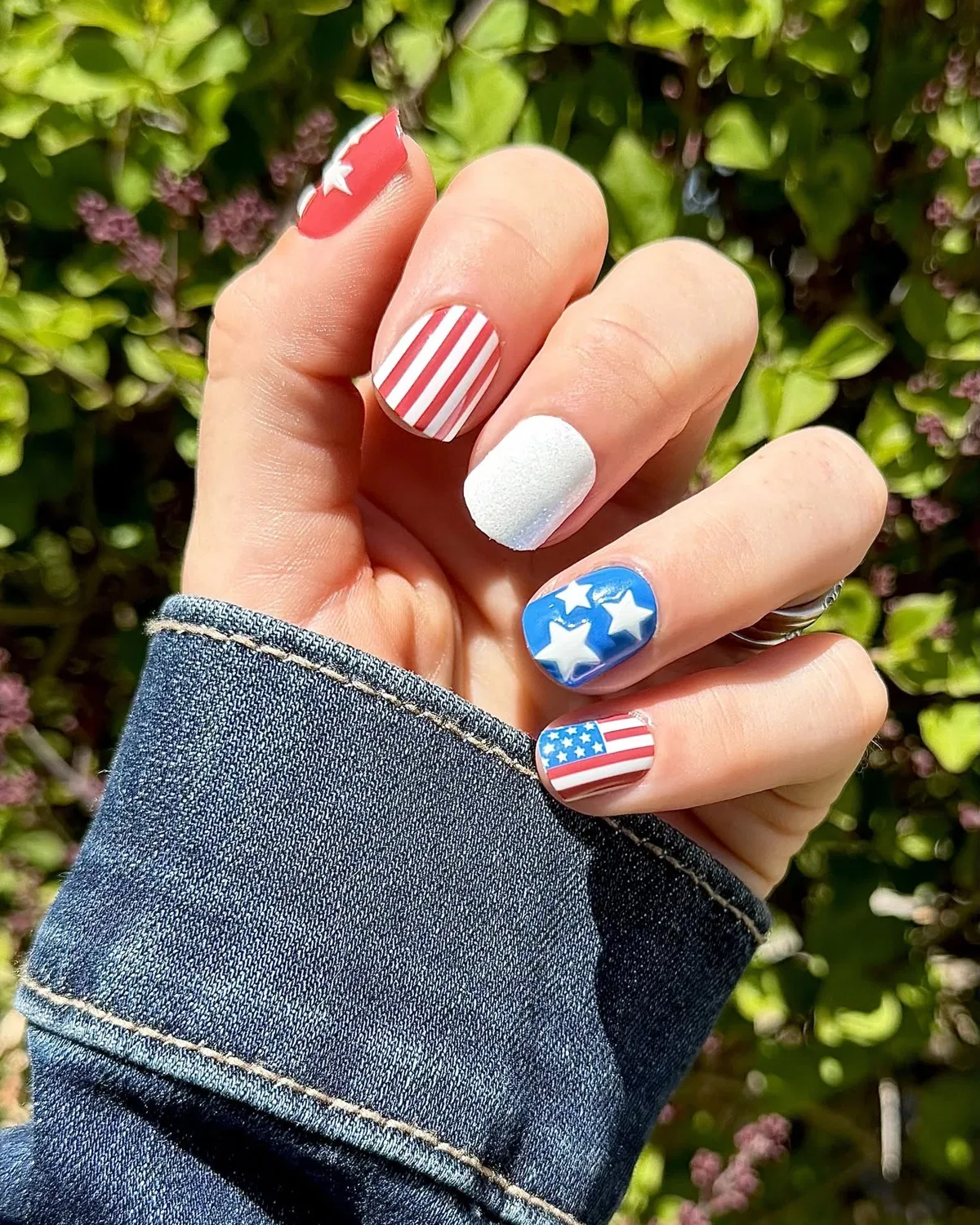 Mixed patterns: stripes, stars, and textured white