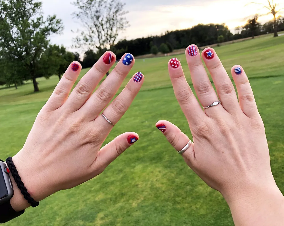 Mixed mini nail art set with stars, stripes, and checks