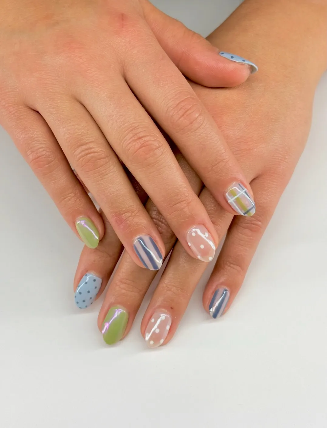Mixed Pastel Set with a White Polka-Dot Accent