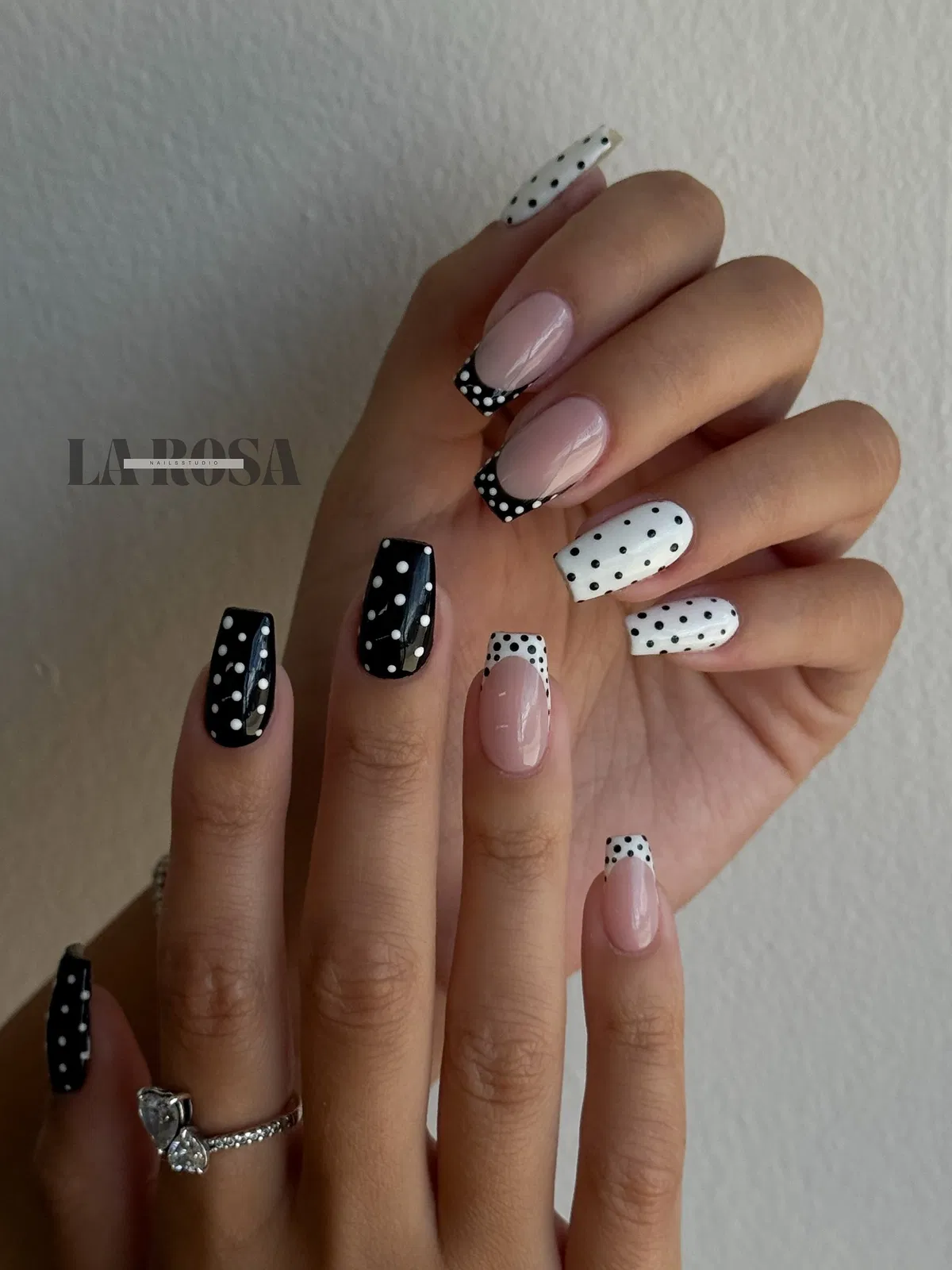 Square Polka Dot Mix in Black, White, and Nude