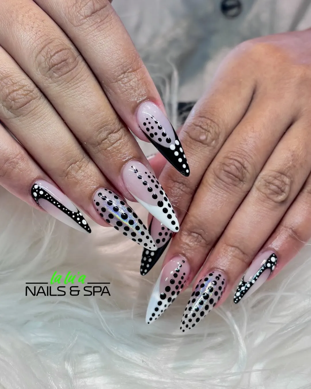 Extra-Long Black-and-White Polka Dot Mix